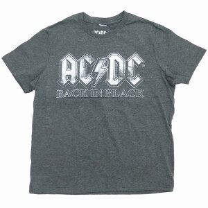 海外正規オフィシャル AC/DC Back In Black Faded Logo Tee アルバム バック・イン・ブラック ヴィンテージ加工 ロゴ Tシャツ 半袖 グレー/エーシーディーシー【ゆうパケット対応】