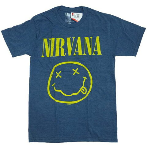 新品/海外正規ライセンス/NIRVANA/SMILEY/霜降りTシャツ/紺/ニルヴァーナ【あす楽対応_関東_甲信越_北陸_東海_近畿_中国_四国】【ネコポス対応】