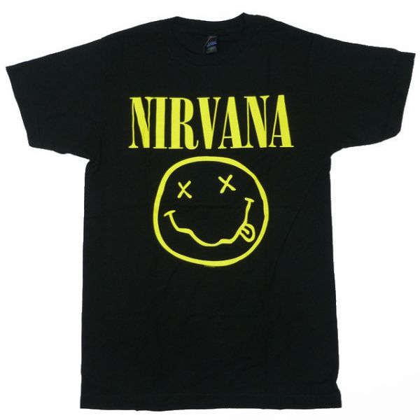 海外正規ライセンス NIRVANA SMILEY Tシャツ 黒/ニルバーナ【あす楽対応_関東_甲信越_北陸_東海_近畿_中国_四国】【ゆうパケット対応】