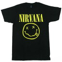 海外正規ライセンス NIRVANA SMILEY Tシャツ 黒/ニルバーナ