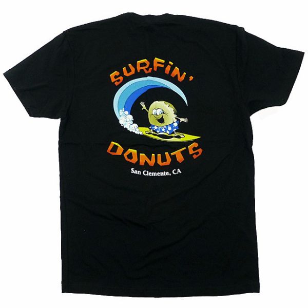 Surfin Donuts サーフィン・ドーナツ オリジナルTシャツ LA限定 黒【あす楽対応_関東_甲信越_北陸_東海_近畿_中国_四国】【ゆうパケット対応】