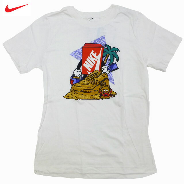 楽天Trick or TreatBoy's Nike Summer Box Tee 子供用 キッズ Tシャツ 半袖 ロゴ 砂遊び シューボックス エアマックス イラスト 白/ナイキ【ゆうパケット対応】