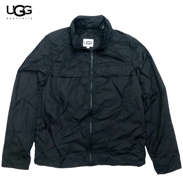 UGG Shawn Packable Zip-Up Jacket フード付きナイロンジャケット 防水 軽量 コンパクト収納 メンズ 黒 Black/アグ