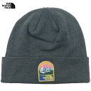 US企画 The North Face Embroidered Earthscape Beanie ノースフェイス 冒険 シエラ山脈 刺繍ワッペン 黒/ノースフェイス ビーニー ニットキャップ【ゆうパケット対応】(4)