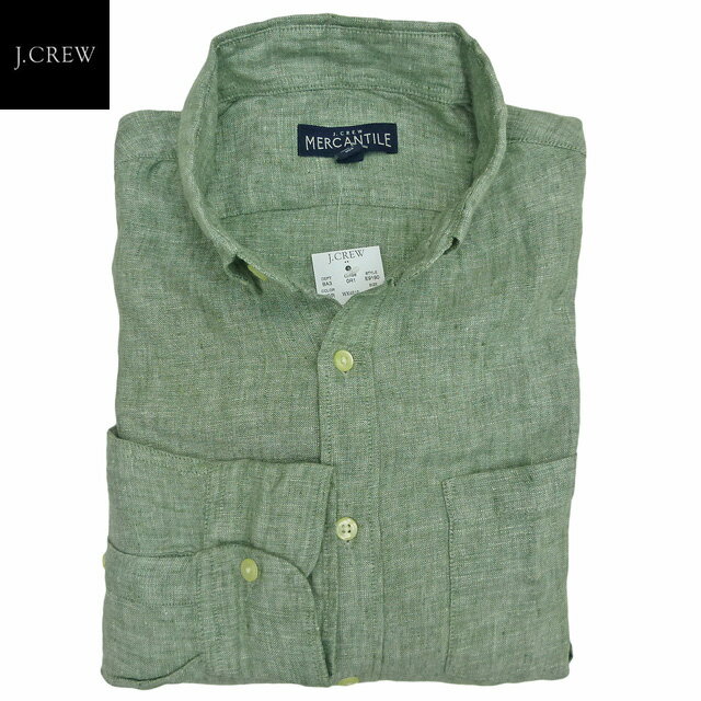 J.CREW スリムフィット リネンシャツ ボタンダウン テレワーク 緑 Vineyard Green/ジェイクルー