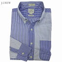 J.CREW ジェイクルー コットンシャツ ボタンダウン ストライプ ギンガムチェック カジュアルシャツ アシンメトリー オーガニックコットン/ジェイクルー