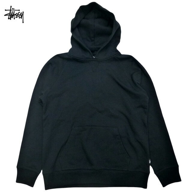 Stussy Vintage Hood Fleece ストックロゴ プルオーバー フーディー スウェット ヴィンテージ 長袖 メンズ 黒/ステューシー スウェット