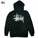 Stussy Basic Stussy Hood ストックロゴ プルオーバー フーディー パーカー フリース 裏起毛 定番 長袖 メンズ 黒/ステューシー スウェット【あす楽対応_関東_甲信越_北陸_東海_近畿_中国_四国】