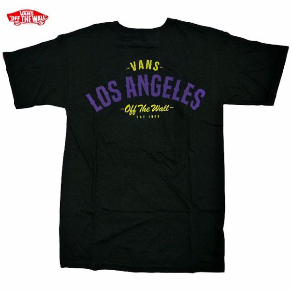 【スーパーSALE 18%OFF】期間限定 SALE VANS LA限定 Los Angeles プリントTシャツ 黒 紫/ヴァンズ【ゆうパケット対応】