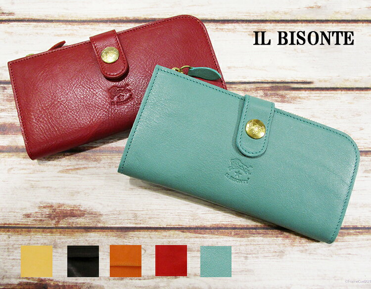 IL BISONTE イルビゾンテ 本革 牛革 レザー L字型ファスナー 小銭入れ付き 長財布 スナ