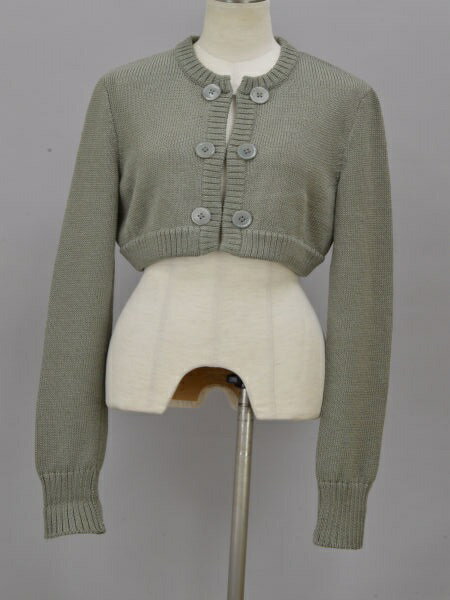 ミスアシダ miss ashida ショート丈 長袖 ニットカーディガン Mサイズ カーキ レディース F-L6124【中古】【ブランド買取販売トリヴァンドラム】191209