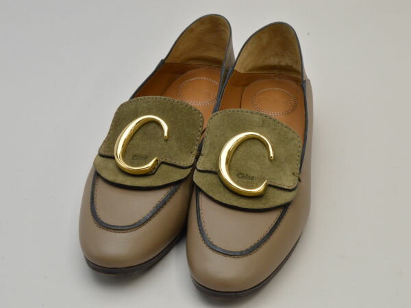 クロエ CHLOE レザー ローファー/シューズ C 37サイズ グレージュ(Motty Grey) レディース su_p e_u F-LSHOE4924【中古】【ブランド買取販売トリヴァンドラム】220103