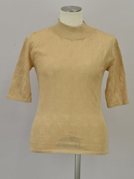 メーア MEER. ニット ハート HEART SLEEVE LESS KNIT ベージュ レディース j_p F-S4408【中古：良品】..
