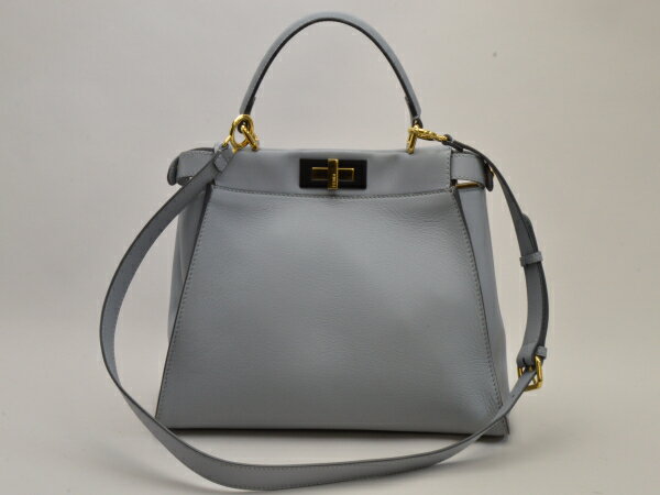 フェンディ FENDI 8BN290 ピーカブー 2WAY ハンドバッグ ブルーグレー ゴールド×ブラック金具 レディース su_p e_u F-YA605【中古：良品】【ブランド買取販売トリヴァンドラム】231107