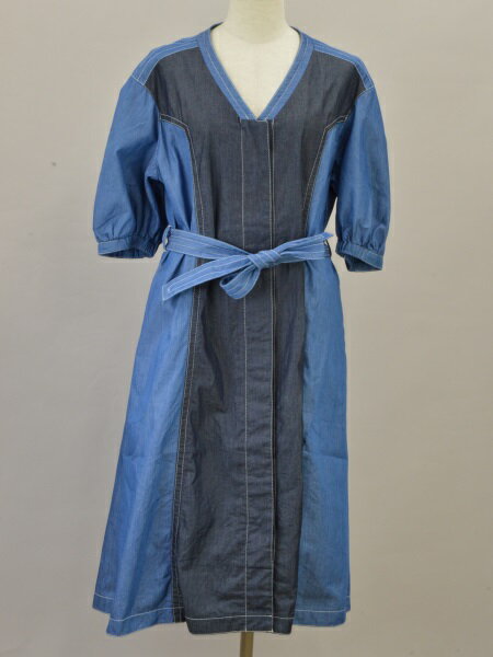 ヴィヴィアンタム VIVIENNE TAM デニム ドレス/シャツワンピース 半袖 マキシ丈 38サイズ ブルー レディース u_s F-L7732【中古:良品】【ブランド買取販売トリヴァンドラム】240203
