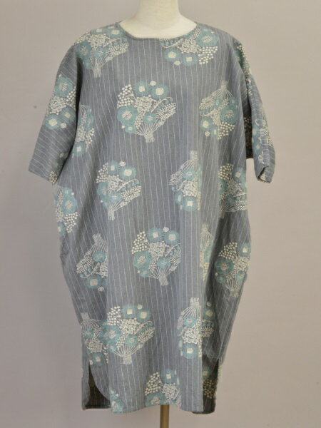 マーブルシュッド marble SUD ワンピース 花柄 039F033002 EMB bouquet ST Dolman OP ストライプ グレー レディース j_p F-L7796【中古：良品】【ブランド買取販売トリヴァンドラム】240307