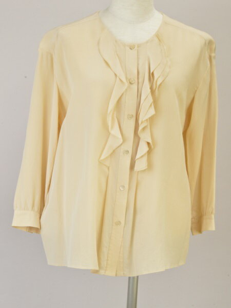 ミュウミュウ miumiu シャツ/ブラウス フリル シルク 長袖 38サイズ ベージュ レディース su_p e_u F-S4479【中古：良品】【ブランド買取販売トリヴァンドラム】240708のサムネイル