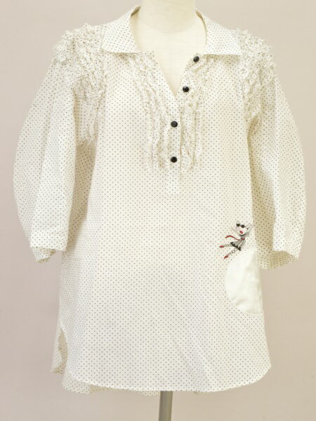 アルベロベロ ALBEROBELLO ぶたさん シャツチュニック ドット ワンピース ホワイト レディース j_p F-M13285【中古:良品】【ブランド買取販売トリヴァンドラム】240901