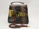 ミアバッグ MIA BAG 2WAY ショルダーバッグ パイソン型押し ブラック×オレンジ レディース j_p s_z F-B5395【中古:良品】【ブランド買取販売トリヴァンドラム】241012(4)