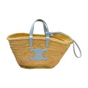 セリーヌ CELINE トリオンフ パニエ ティーン ラフィア レザー かごバッグ バッグ ブルー レディース F-YA982【中古:良品】【ブランド買取販売ト...