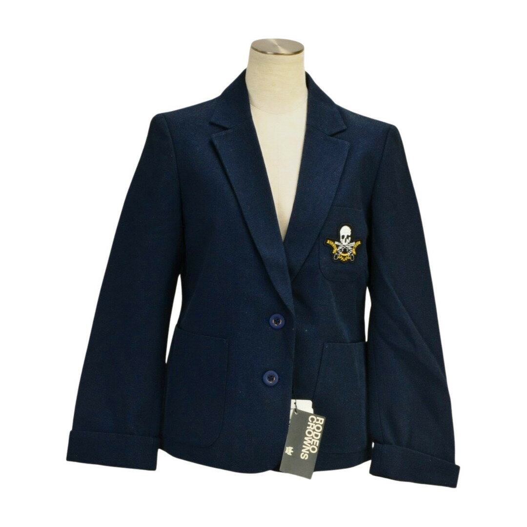 ロデオクラウンズ RODEO CROWNS ジャケット スカルワッペン アメリカンフラッグ Mサイズ ネイビー レデ..