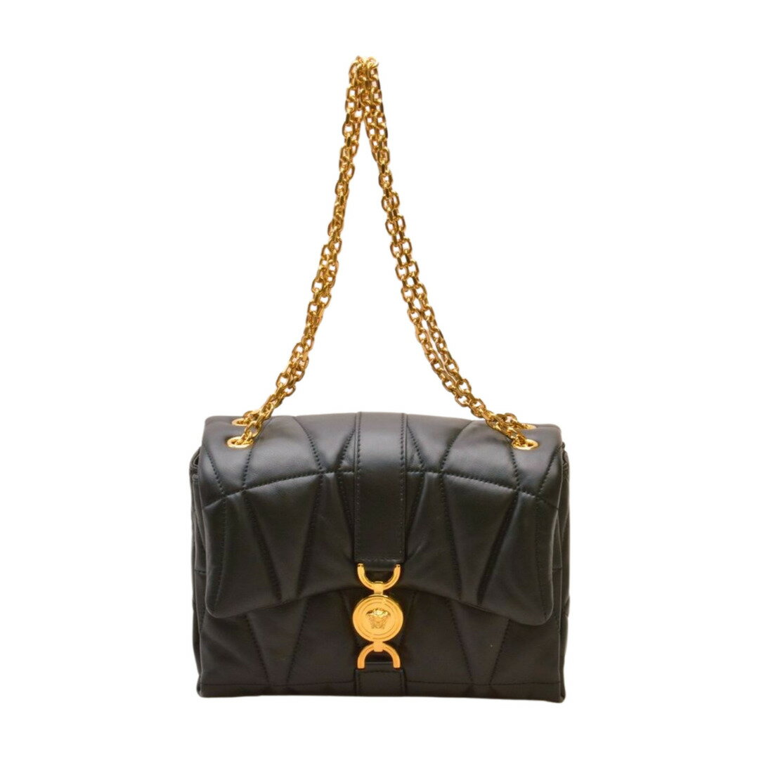 ヴェルサーチェ VERSACE Kleio キルティング ショルダーバッグ ヴェルサーチ ラムレザー ブラック ゴールド レディース F-YA1025【中古：美品】【ブランド買取販売トリヴァンドラム】250509のサムネイル