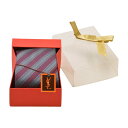 イヴサンローラン YVES SAINT LAURENT シルク ストライプ 総柄 ネクタイ ワインレッド メンズ s_z F-NK618【中古】【ブランド買取販売トリヴァンドラム】250714