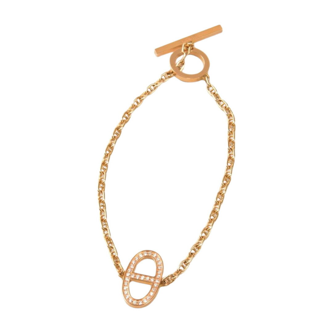 エルメス HERMES シェーヌダンクル コントゥール ブレスレット K18ピンクゴールド ダイヤモンド H122404 ST レディース F-YA1064【中古：良品】【ブランド買取販売トリヴァンドラム】250714
