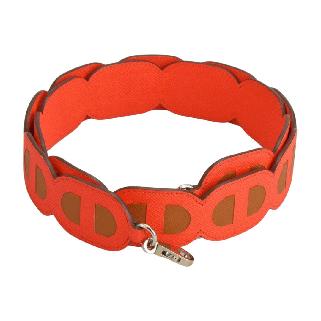 エルメス Hermes ショルダーストラップ マイヨン シェーヌダンクル バンドリエール レザー 赤×茶 レディース F-YA1237【中古：美品】【ブランド買取販売トリヴァンドラム】260227