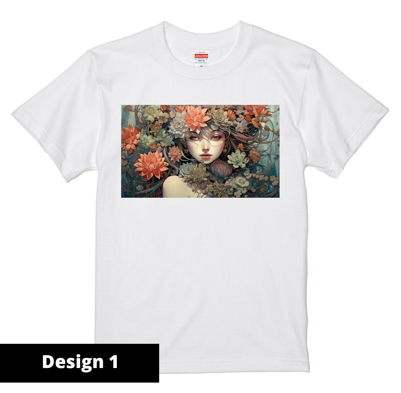 オリジナル多肉植物デザインTシャツセット　名札付き苗1つ+オリジナルデザインTシャツ1枚　　観葉植物　多肉植物　Tシャツ　多肉植物デザイン　デザインTシャツ　半袖Tシャツ　多肉デザインTシャツ 2