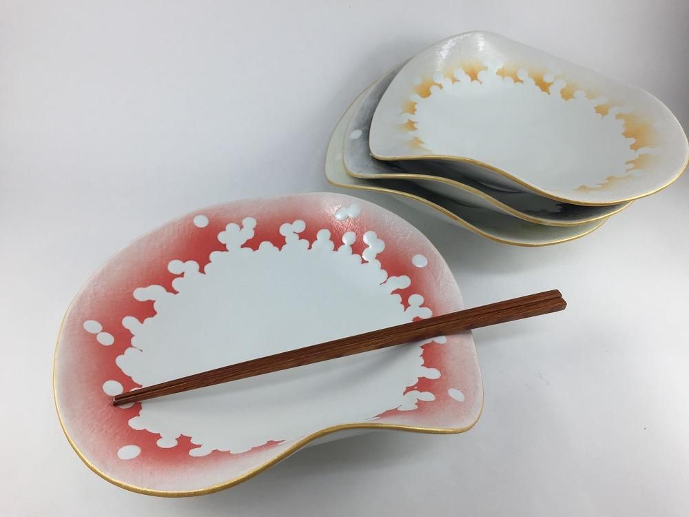 有田焼 吉右衛門窯 カービー鉢.筋目波の花(赤吹 /黄吹 /グリーン吹 /黒吹) 【21cm 鉢 中鉢 ボウル ボール おしゃれ】