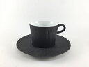有田焼 李荘窯 Yコーヒーカップソーサー (200cc φ8) 黒スレート釉飛び鉋【碗/カップ/コーヒー/エスプレッソ/おしゃれ】【セット品】