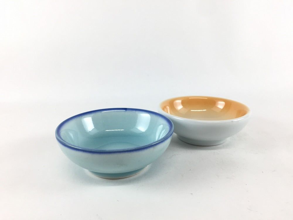 【訳あり品】7.5cm丸チョコ(50cc) 青地/オレンジ吹 有田焼【アウトレット】【1個価格】