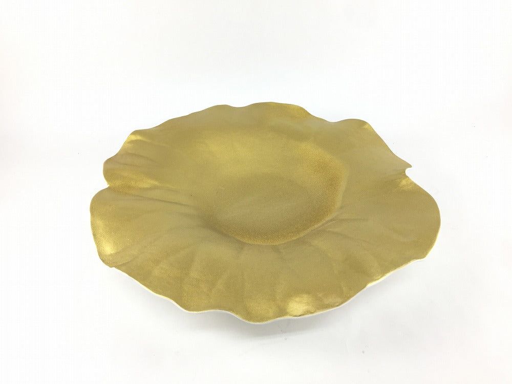 有田焼 李荘窯 雲母金彩 ロータスプレート25cm (強化磁器)【25cm 中皿 大皿 変形皿 蓮の花型】