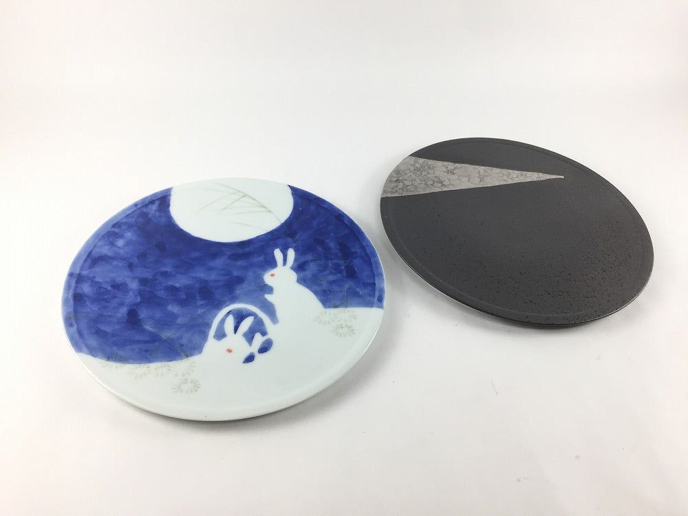 有田焼 17.5cmプレート (月うさぎ/銀剣先紋) 17.5cm(3)