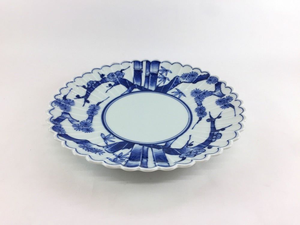 有田焼 梶謙製磁 松竹梅 21cm 菊型皿【21cm 中皿 丸皿 取り皿 平皿 プレート】