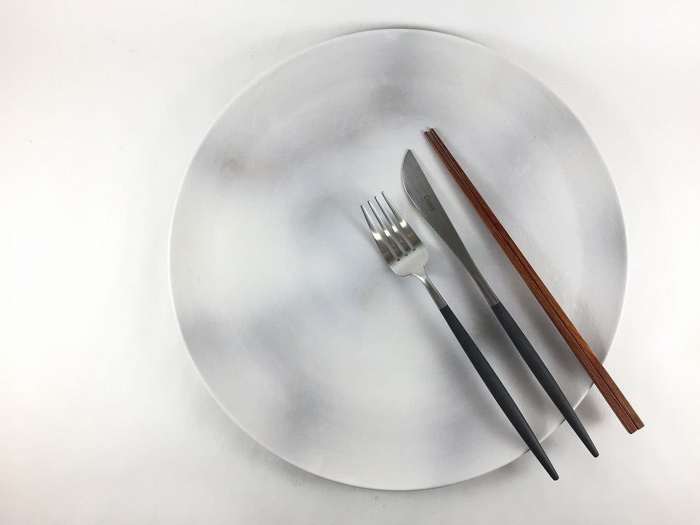 有田焼 吉右衛門窯 スムース30cmプレート グレー吹筋目【30cm 大皿 丸皿 プレート】