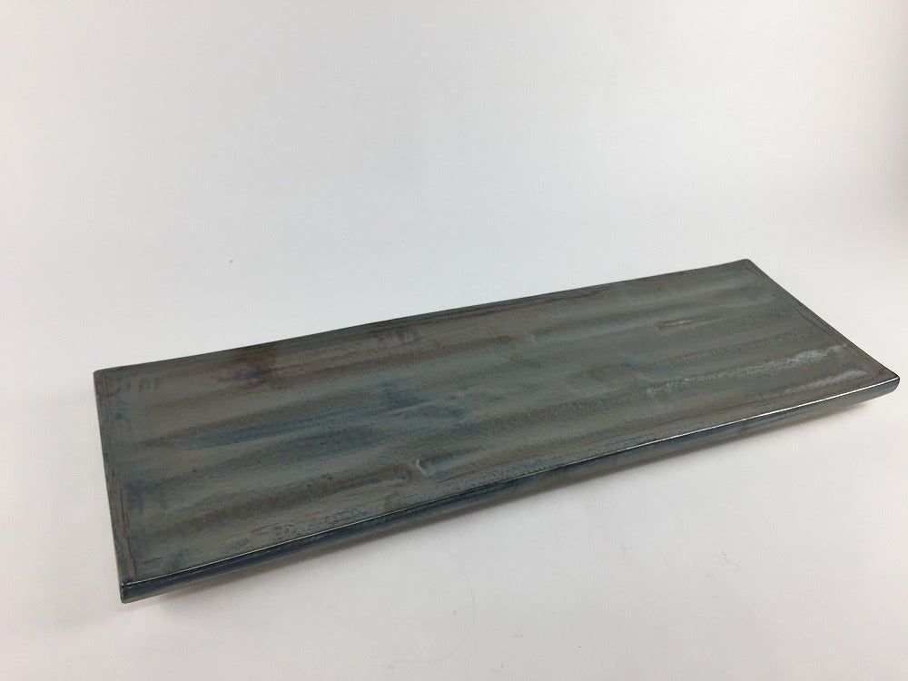 有田焼 瑞峯窯(原重製陶所) 一刀彫尺長皿 黒マットラスター 【31cm 32cm 長皿 大皿 長角皿 プレート】