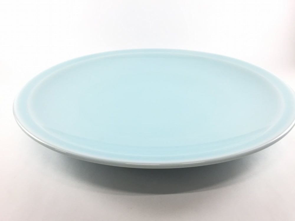 【訳あり品】有田焼 青白磁 円渕尺1寸皿 35cm 【傷あり品】