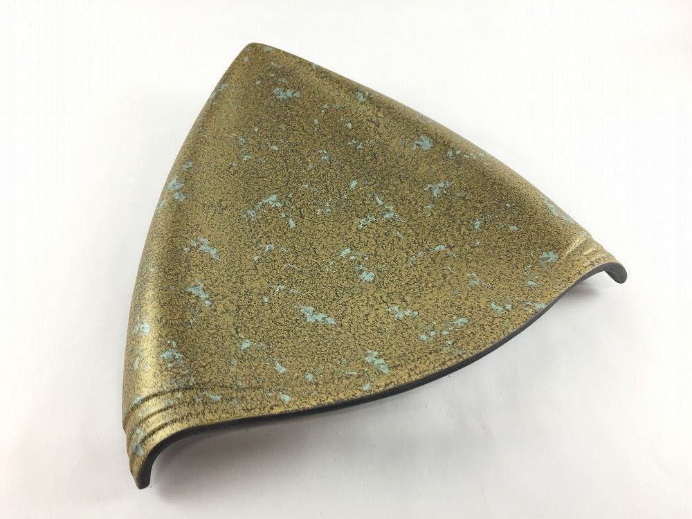 【訳あり品】三川内焼 22cm三角皿.茶金青緑タタキ 【アウトレット】