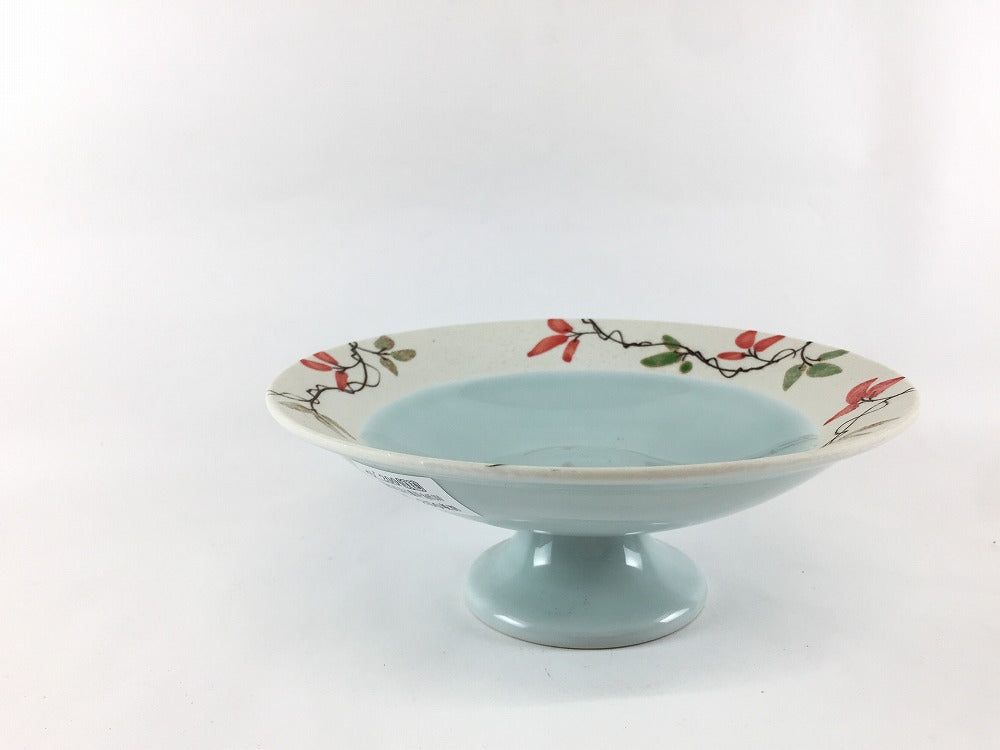 【訳あり品】有田焼 瑞峯窯(原重製陶所) 青磁ツル花高台皿 16cm 【アウトレット】