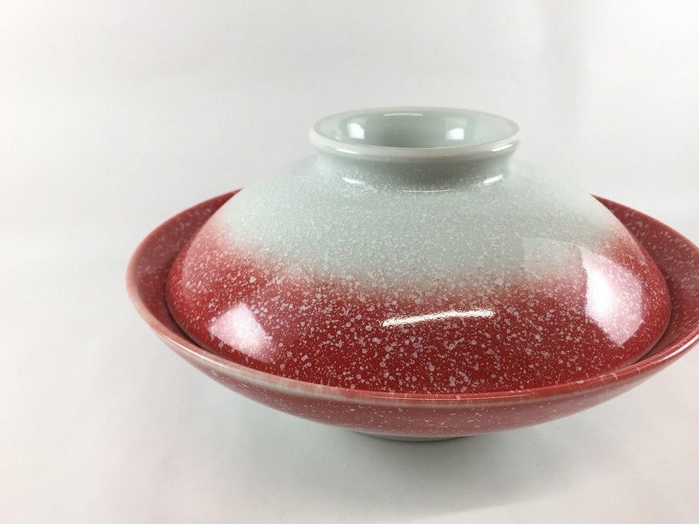 【訳あり品】有田焼 瑞峯窯(原重製陶所) 21cm平蓋.赤ボカシ白吹 【アウトレット】