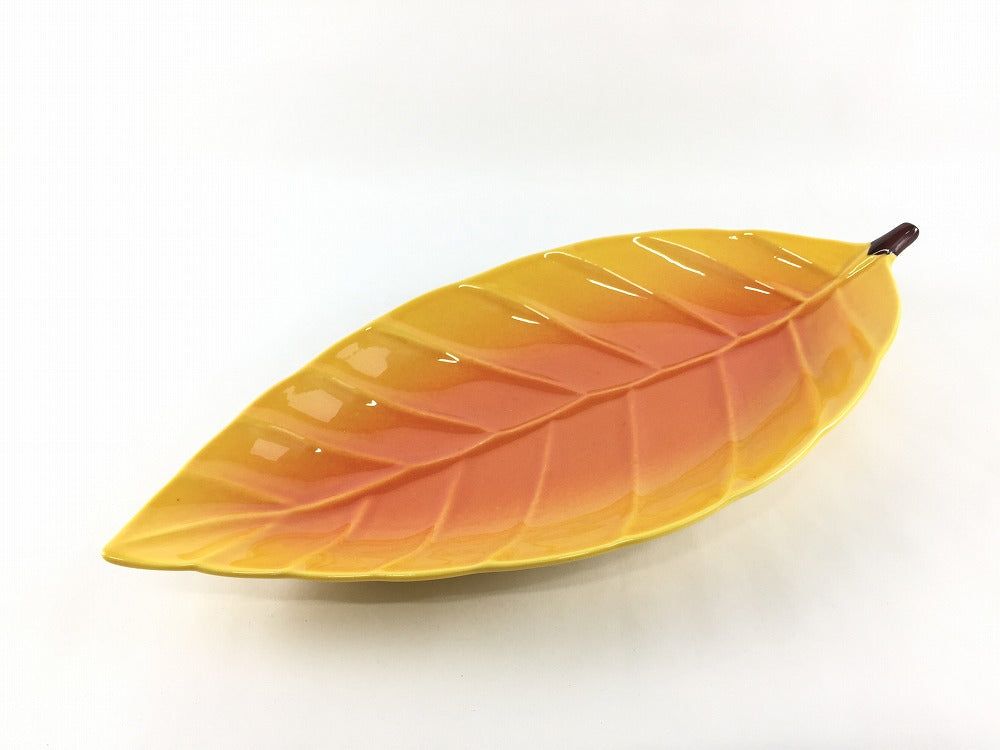 【訳あり品】有田焼 29cm木ノ葉皿.黄赤吹 【アウトレット】