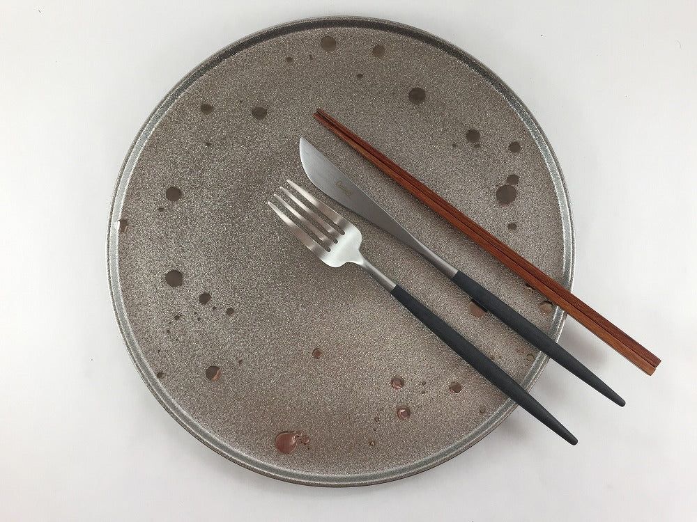 有田焼 原重製陶所 瑞峯窯 frame26cmプレート 石肌銀ドット【大皿 丸皿 プレート】【石肌プラチナドット.フレーム26cmプレート】