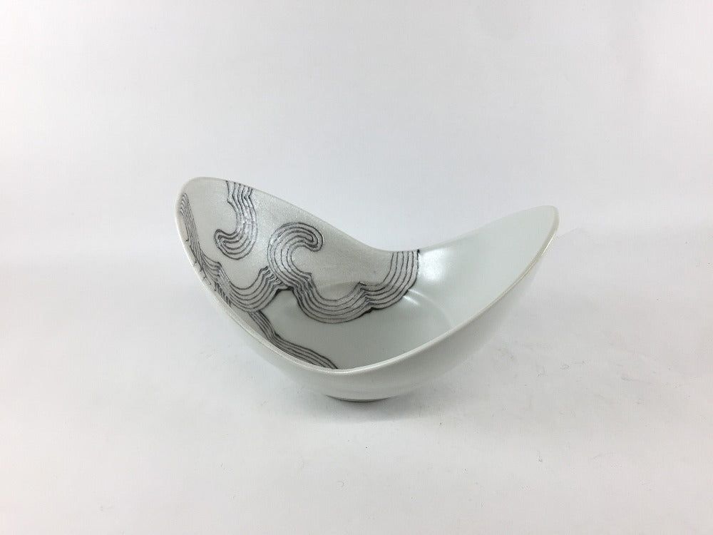 有田焼 吉右衛門窯 二葉小丼 グレー積雲 15cm【小鉢 皿 前菜皿 サラダ皿 デザート皿】