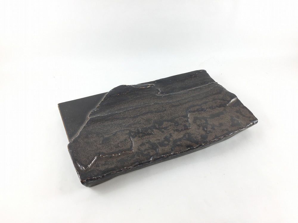 有田焼 李荘窯 マンガン釉 陶石長角プレート 24cm