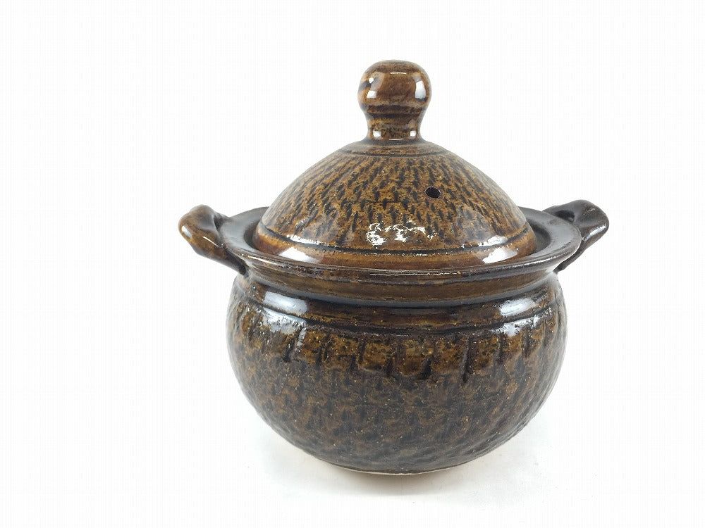 【訳あり品】14cm袋鍋(650cc) 飴色 伊万里焼 乾山窯 【アウトレット】【耐熱陶器 小鍋/蓋もの/小蓋物/小鉢/業務用食器】