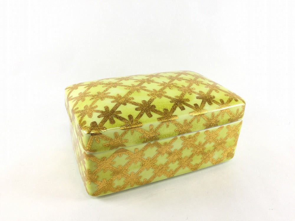 【訳あり品】有田焼 長角蓋物.結晶金彩格子紋【アウトレット】【16cm 中鉢 ふた物 ふたもの ボウル ボール 角鉢】