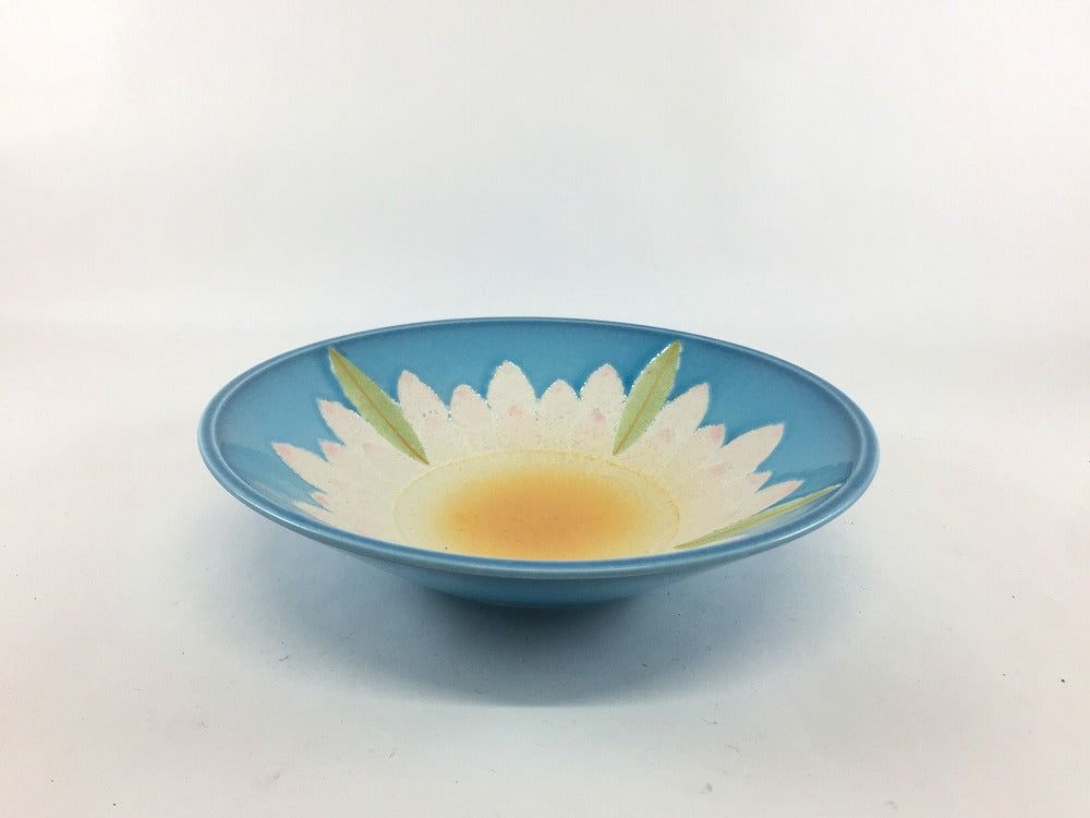 有田焼 吉右衛門窯 17cm反平鉢 青彩蓮花【17cm 中鉢 反鉢】