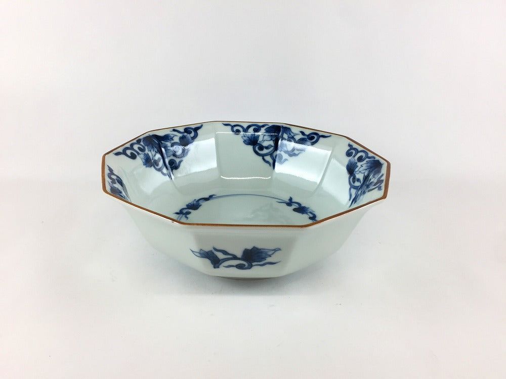 有田焼 宝泉窯 十角鉢(中) 古染唐草【18cm 中鉢 丼 どんぶり ボウル ボール】
